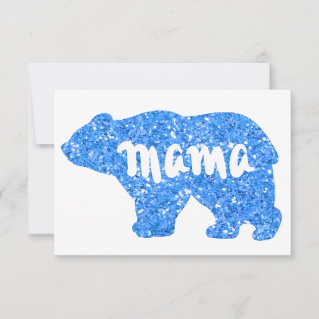 Cartão Lindo design de mamãe urso com brilho azul para el (Frente)