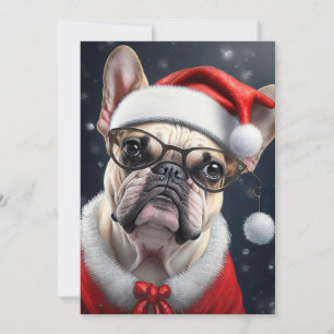 Cartão Lindo design de Natal de Bulldog Francês para as f