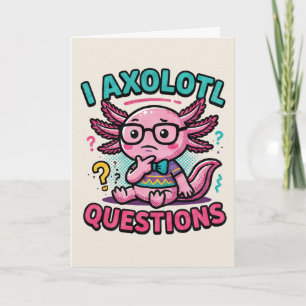Cartão Lindo Eu Perguntas de Axolote nerd asteca com ócul