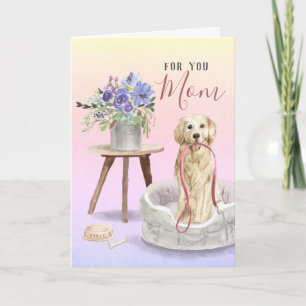 Cartão Lindo Golden Retriever Aquarela Feliz Aniversário