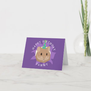 Cartão Lindo hamster de aniversário espiando pelo buraco