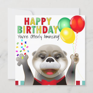 Cartão Lindo Lontra em Smoking Feliz Aniversário