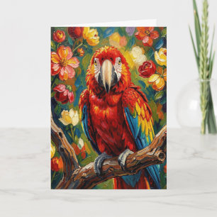 Cartão Lindo Papagaio Arara Impasto   Em Branco