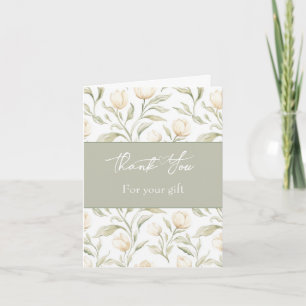 Cartão Lindo Tulipa Floral Creme Verde Obrigado