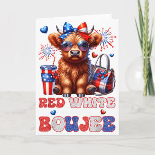 Cartão Lindo Vermelho Branco E Boujee Highland Cow 4 De J