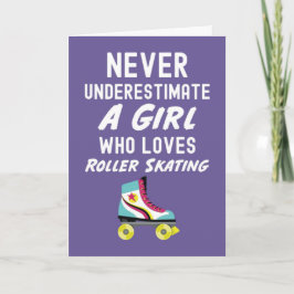 Cartão Lindos Cards de Patinadora Sobre Rodas Rosa Para B