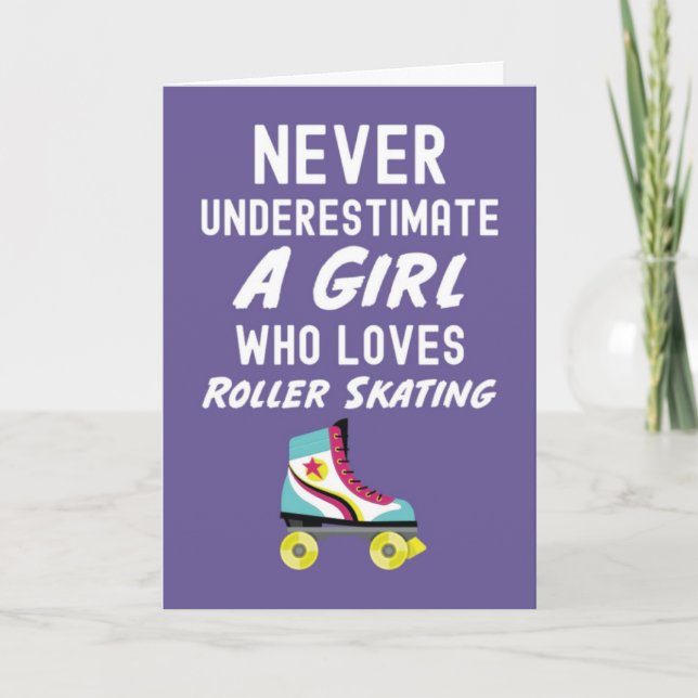 Cartão Lindos Cards de Patinadora Sobre Rodas Rosa Para B (Frente)