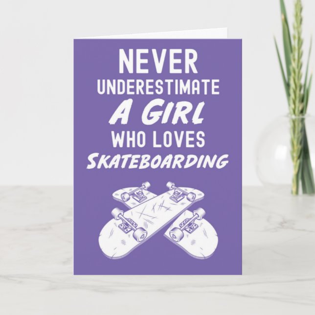 Cartão Lindos Cards de Skate Rosa Para Meninas Skateboard (Frente)