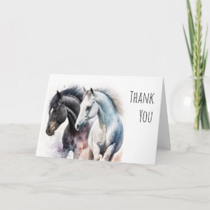 Cartão Lindos Cavalos em Aquarela Obrigado
