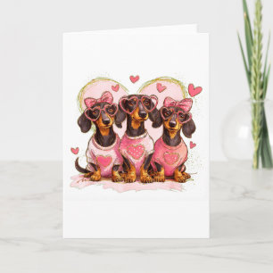 Cartão Lindos Dachshund Namorados Coração Amante de Cães 