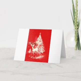 Cartão Lindos Renas Modernos de Meados do Século Vintage