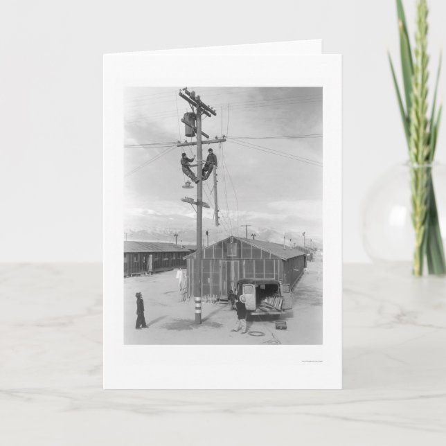 Cartão Line Crew at Work in Manzanar 1943 (Frente)