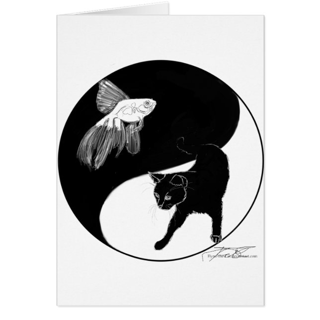 Cartão lineart da cor do bloco do yinyang (Frente)