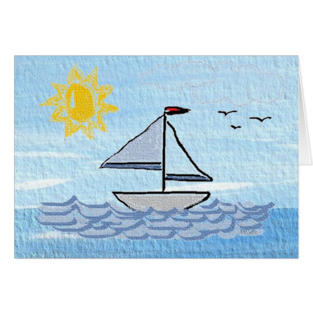 Cartão Linen Sailboat (Frente Horizontal)