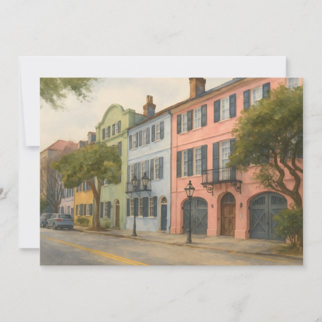 Cartão Linha Arco-Íris de Charleston Watercolor (Frente)