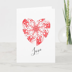 Cartão Linha de amor em nós coração vermelho design de va