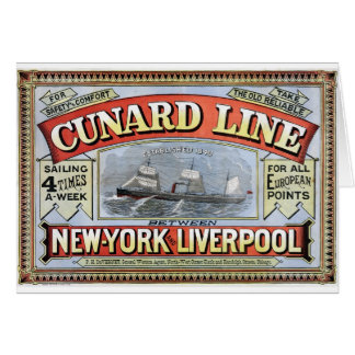 Cartão Linha poster de Cunard de New York Liverpool