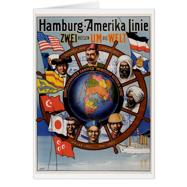 Cartão Linha poster de Hamburgo Amerika (Frente)