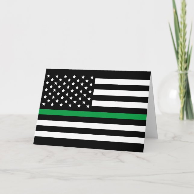 Cartão Linha Verde fina Bandeira Militar Americana (Frente)