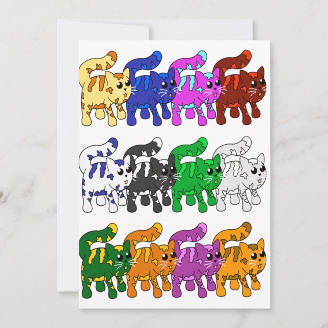 Cartão Linhas de Padrão de Gato de Gatinho Gatinho do Xma (Frente)