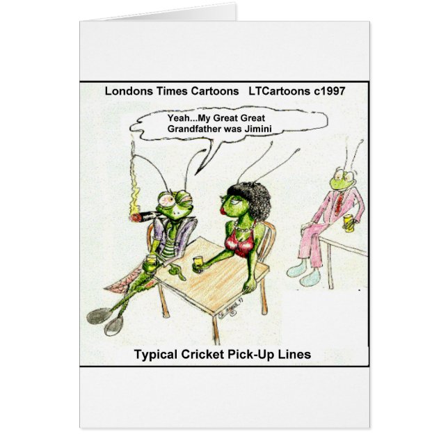 Cartão Linhas de Recolha de Críquete Engraçadas (Frente)