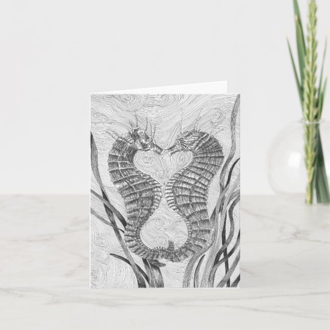 Cartão Linked Seahorses Blank Note Card (Frente)