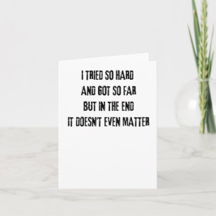 Cartão Linkin Park Com Letras Icônicas Eu Tentei Tão Duro