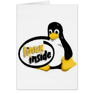 Cartão LINUX DENTRO de Tux o logotipo do pinguim de Linux