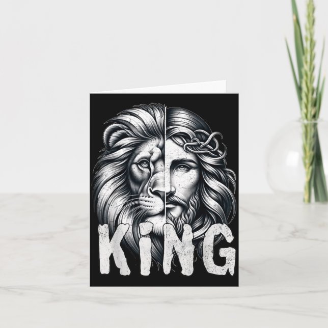Cartão Lion And Jesus King Christian Faith Design  (Frente)