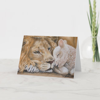 Cartão Lion and Lamb by TACS 5x7 greeting card