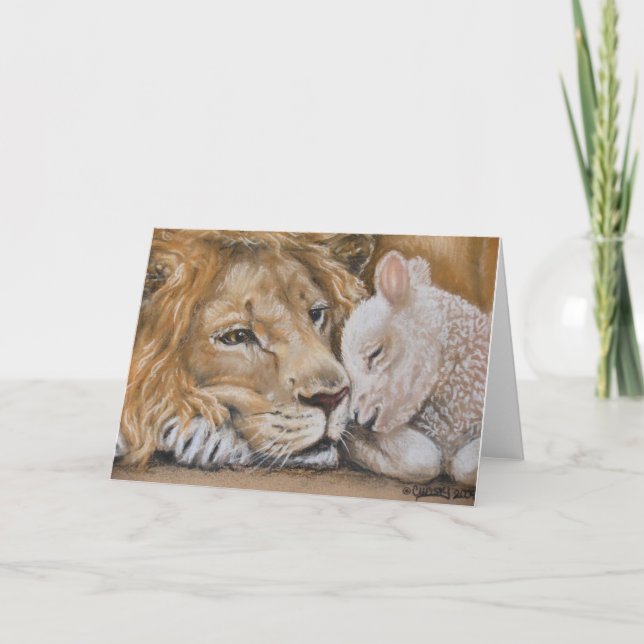 Cartão Lion and Lamb by TACS 5x7 greeting card (Frente)