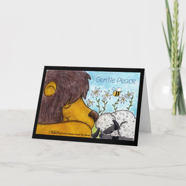 Cartão Lion and Lamb Gentle Peace (Frente)