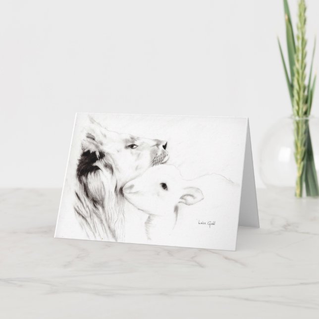 Cartão Lion and the Lamb (Frente)