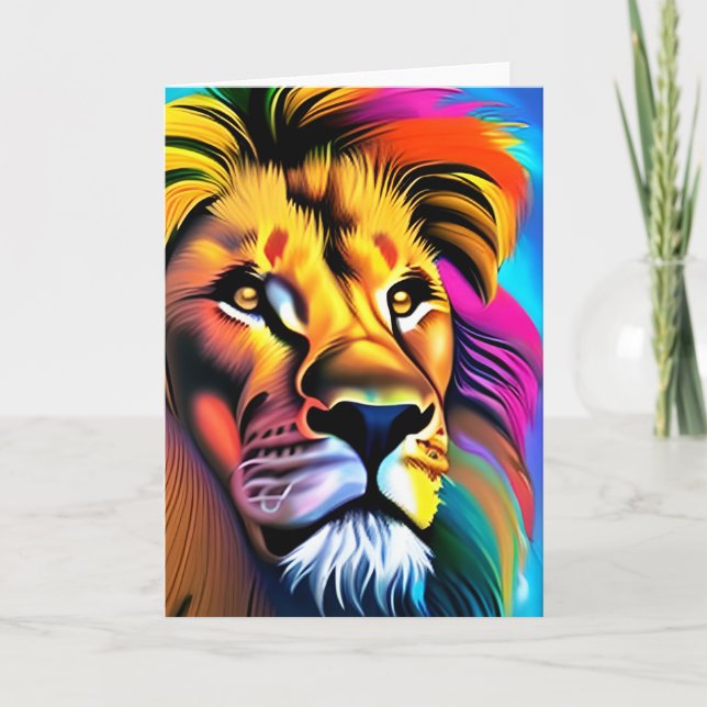 Cartão Lion Face Mystical Fantasy Art (Frente)