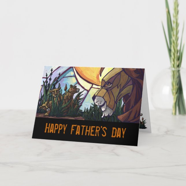 Cartão Lion King and Cubs Happy Father's Day Card (Frente)