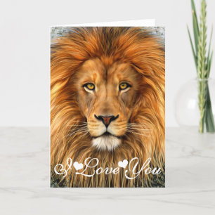 Cartão Lion Photoshop Paint Art I Love You