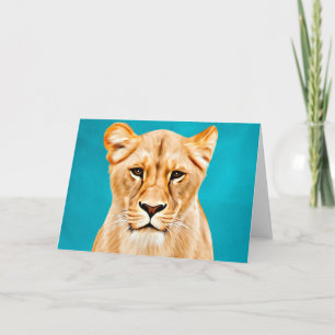 Cartão Lioness Retrait Painting Wild Life Dons
