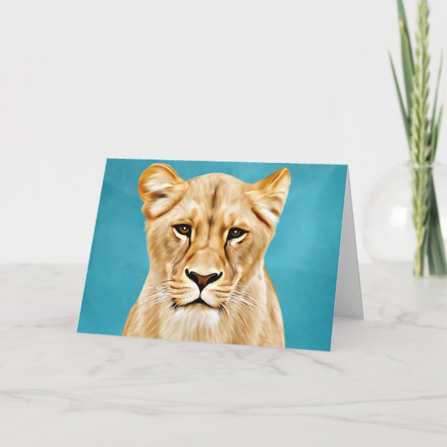 Cartão Lioness Retrait Painting Wild Life Dons (Frente)