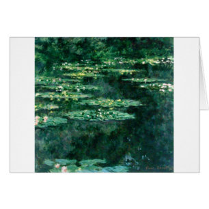 Cartão LÍRIAS AQUÁTICAS EM LAGO VERDE por Claude Monet