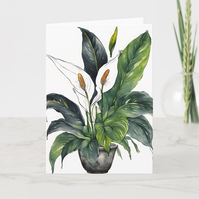 Cartão Lírio da Paz - Flores de aquarela (Frente)