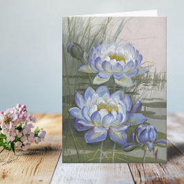 Cartão Lírio de Água Ellis Rowan Blue Cloud Flores Vintag