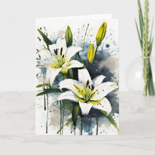 Cartão Lírio - Flores aquarela