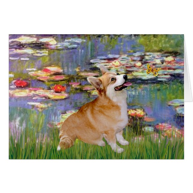 Cartão Lírios 2 - Pembroke Welsh Corgi 7B (Frente Horizontal)