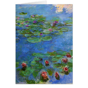 Cartão Lírios de água vermelha, Claude Monet