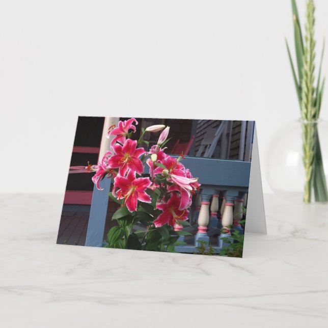 Cartão Lírios Rosa-de-Algodão Vitorianos - Vinha de Marth (Frente)