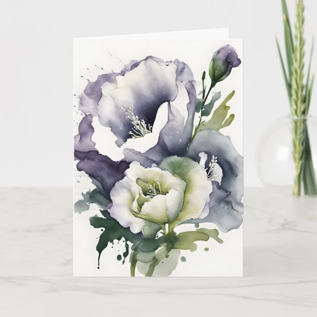 Cartão Lisianthus - Flores em aquarela (Frente)