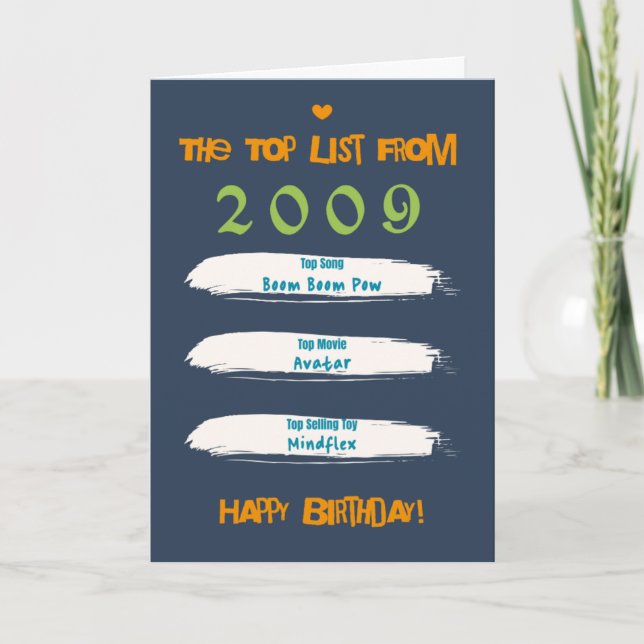 Cartão Lista de Aniversário de 2009 (Frente)