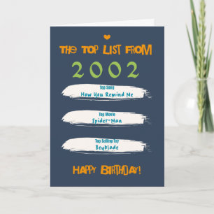 Cartão Lista de Aniversário dos Melhores de 2002