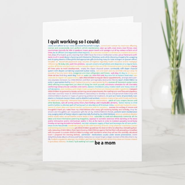 Cartão Lista de Direitos das mães (Frente)