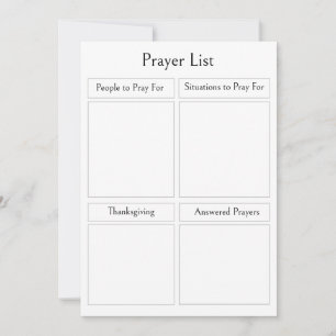 Cartão Lista de Oração Personalizada Simples Minimalist